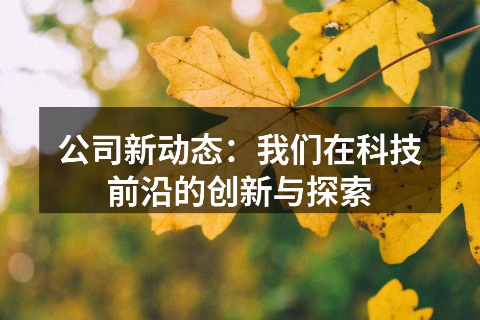 公司新动态：我们在科技前沿的创新与探索